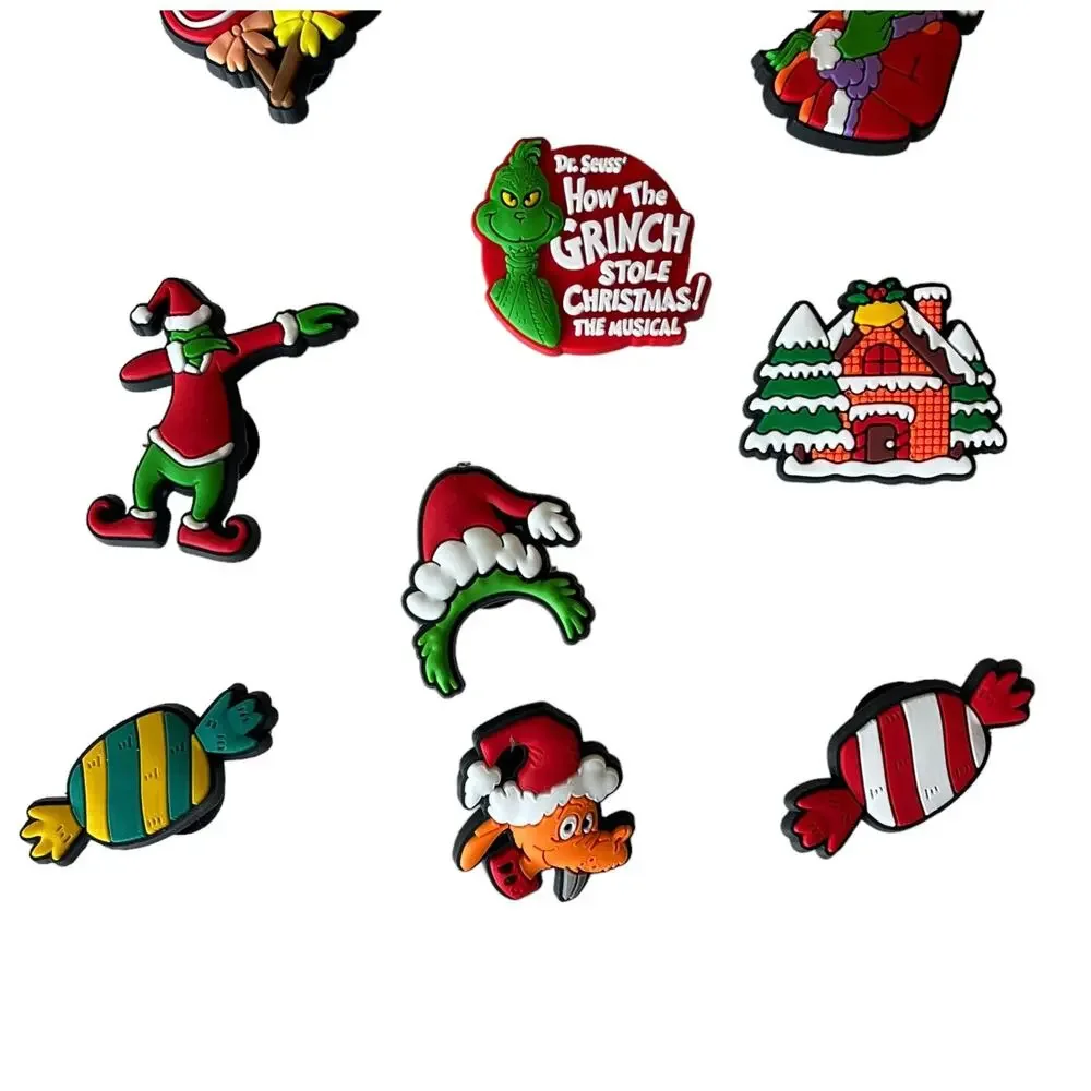 NEW Grinch Christmas SHOE CHARMS 13pc for Croc Clogs Shoes Zippers Backpacks +